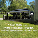 PURPLE LEAF White Gazebo for Modern Patio Double Galvanized Steel Roof Awning and Upgrade Curtain with Lights-milky