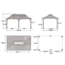 PURPLE LEAF Outdoor Metal Carport Gazebo Grey Steel Roof Aluminum Frame Shelter for Parking