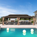 PURPLE LEAF Outdoor Hardtop Gazebo for Garden Bronze Double Roof Aluminum Frame Pavilion