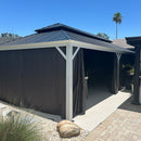 PURPLE LEAF White Gazebo for Modern Patio Double Galvanized Steel Roof Awning and Upgrade Curtain with Lights-milky