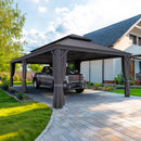 PURPLE LEAF Outdoor Metal Carport Gazebo Grey Steel Roof Aluminum Frame Shelter for Parking