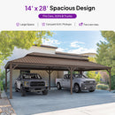 PURPLE LEAF Outdoor Metal Carport Gazebo Bronze Steel Roof Aluminum Frame Shelter for Parking