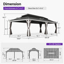 PURPLE LEAF White Gazebo for Modern Patio Double Galvanized Steel Roof Awning and Upgrade Curtain with Lights-milky