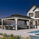 PURPLE LEAF White Gazebo for Modern Patio Double Galvanized Steel Roof Awning and Upgrade Curtain with Lights-clear