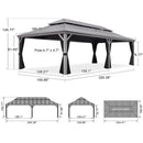 PURPLE LEAF Patio Gazebo for Pool Light Grey Hardtop Galvanized Steel Roof with Upgraded Curtains