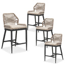 PURPLE LEAF Outdoor Bar Stool Set of 2,  Wicker Rattan Bar stools with Back Aluminum Outside Garden Patio Bar Chairs