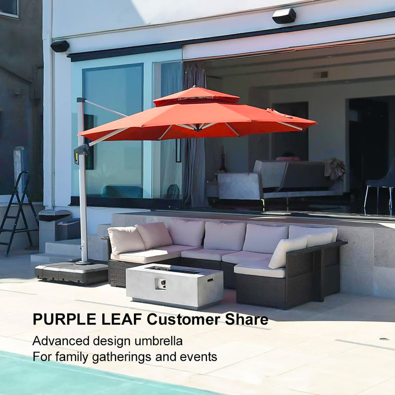 PURPLE LEAF Large Round Patio Cantilever Umbrella for Deck, Pool, Backyard