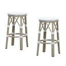 PURPLE LEAF Patio Round Bar Stools Set of 2 Outdoor Backless Barstools Woven Rattan Bar Chair  for Indoor Kitchen Island Bistros Cafe Restaurant