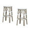 PURPLE LEAF Patio Round Bar Stools Set of 2 Outdoor Backless Barstools Woven Rattan Bar Chair  for Indoor Kitchen Island Bistros Cafe Restaurant