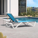 PURPLE LEAF Patio Chaise Lounge Chair Outdoor Plastic Textilene Sun Bathing Recliner Tanning Pool Lounger with 6 Adjustable Position for Outside Beach in-Pool Lawn Poolside