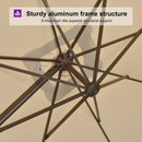 Cantilever patio umbrella's sturdy aluminum frame structure with 8 ribs, patio shade solution.