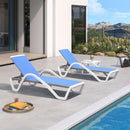 PURPLE LEAF Patio Chaise Lounge Chair Outdoor Plastic Textilene Sun Bathing Recliner Tanning Pool Lounger with 6 Adjustable Position for Outside Beach in-Pool Lawn Poolside