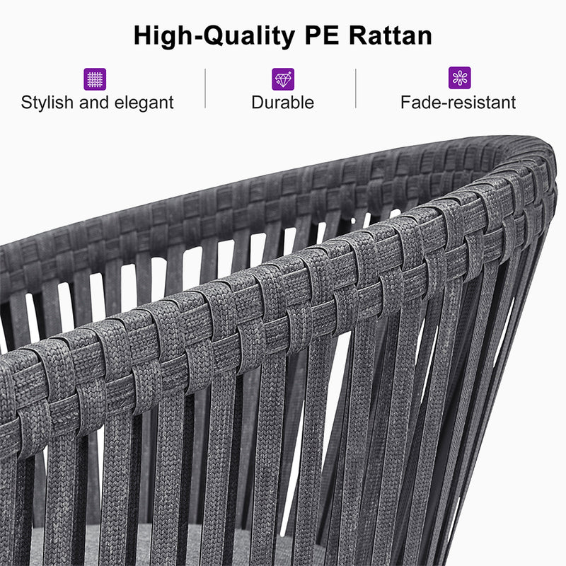 PURPLE LEAF 7/9/11 Pieces Outdoor Dining Set with Aluminium Table and Rattan Chairs, Grey