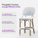 PURPLE LEAF Outdoor Bar Height Stools Set of 2 French Country Patio Rattan Bar Stool Chairs Outdoor Armless Barstools for Porch Garden Indoor Kitchen