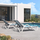 PURPLE LEAF Patio Chaise Lounge Chair Outdoor Plastic Textilene Sun Bathing Recliner Tanning Pool Lounger with 6 Adjustable Position for Outside Beach in-Pool Lawn Poolside