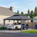 PURPLE LEAF Outdoor Metal Carport with Grey Steel Roof and Aluminum Frame Protective Shelter