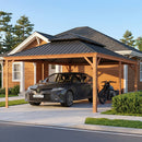 PURPLE LEAF Outdoor Aluminum Carport Heavy-Duty with Wood Grain Aluminum Frame