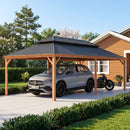 PURPLE LEAF Outdoor Aluminum Carport Heavy-Duty with Wood Grain Aluminum Frame