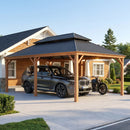 PURPLE LEAF Outdoor Aluminum Carport Heavy-Duty with Wood Grain Aluminum Frame