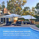 PURPLE LEAF Outdoor Garden Umbrella with Base, Cantilever Umbrellas in Wood Color