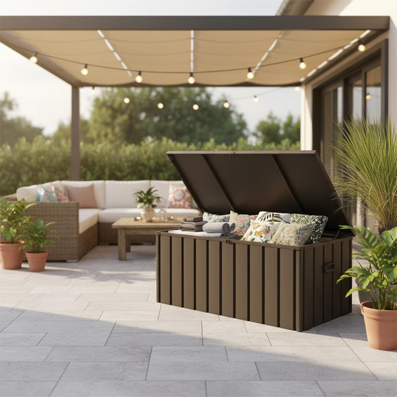 PURPLE LEAF Outdoor Deck Box Waterproof Lockable Storage Box Container with Lid Deck Organization for Patio Cushions Side Table Pool Accessories Garden Tools