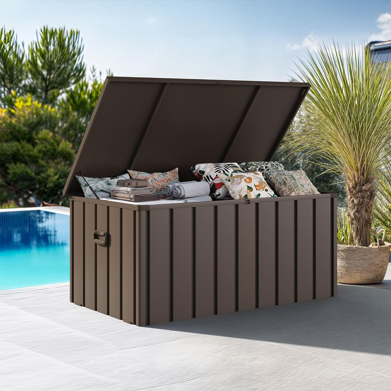 PURPLE LEAF Outdoor Deck Box Waterproof Lockable Storage Box Container with Lid Deck Organization for Patio Cushions Side Table Pool Accessories Garden Tools