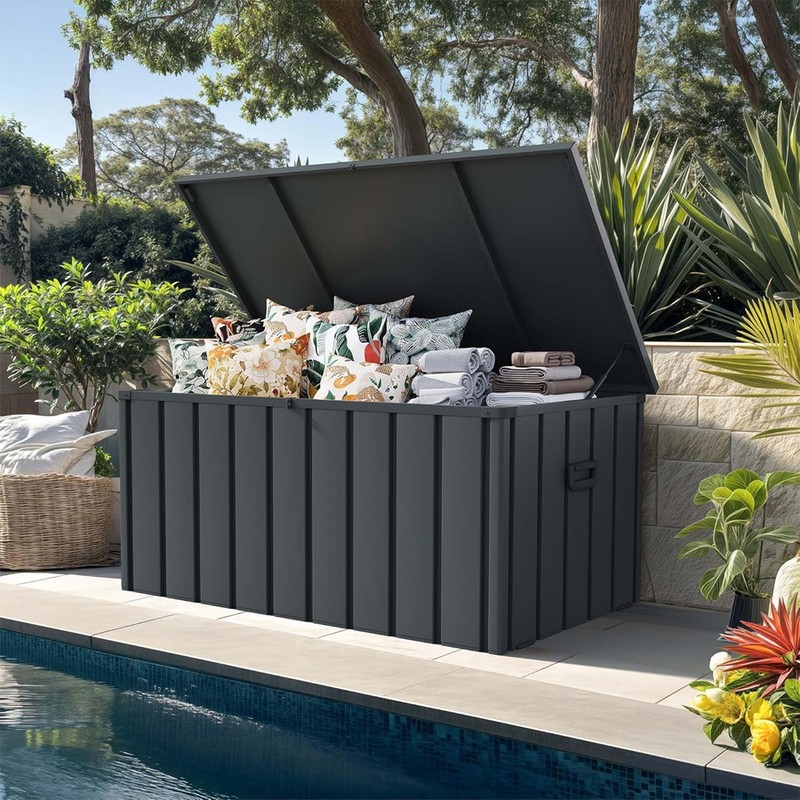 PURPLE LEAF Outdoor Deck Box Waterproof Lockable Storage Box Container with Lid Deck Organization for Patio Cushions Side Table Pool Accessories Garden Tools