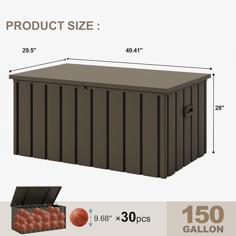 PURPLE LEAF Outdoor Deck Box Waterproof Lockable Storage Box Container with Lid Deck Organization for Patio Cushions Side Table Pool Accessories Garden Tools
