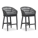 OPEN BOX I PURPLR LEAF Bar Stools Chair Set of 2, Rattan and Aluminum Frame with Comfortable Cushion