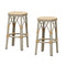 PURPLE LEAF Patio Round Bar Stools Set of 2 Outdoor Backless Barstools Woven Rattan Bar Chair  for Indoor Kitchen Island Bistros Cafe Restaurant