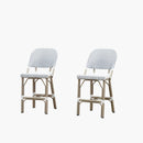 PURPLE LEAF Outdoor Bar Height Stools Set of 2 French Country Patio Rattan Bar Stool Chairs Outdoor Armless Barstools for Porch Garden Indoor Kitchen