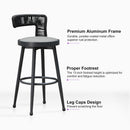 PURPLE LEAF Outdoor Swivel Bar Stools Set of 2 Metal Modern Rattan Bar Chairs with Backrest Aluminum Woven Barstools with Cushions