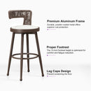 PURPLE LEAF Outdoor Swivel Bar Stools Set of 2 Metal Modern Rattan Bar Chairs with Backrest Aluminum Woven Barstools with Cushions