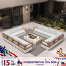PURPLE LEAF Griffin L-shaped Patio Conversation Set White with Cushion Pillows Ottoman and Premium Leather for Patio Balcony