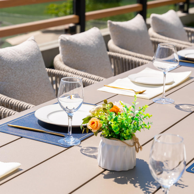 PURPLE LEAF Outdoor Dining Set for Family, Aluminum Outdoor Patio Table and Chairs Set with Olefin Cushions, Patio Furniture Set for Garden or Deck, Beige