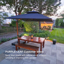 PURPLE LEAF Double Top 9 / 10 / 11 / 12 ft Square Aluminum Sun Umbrellas in Wood Color