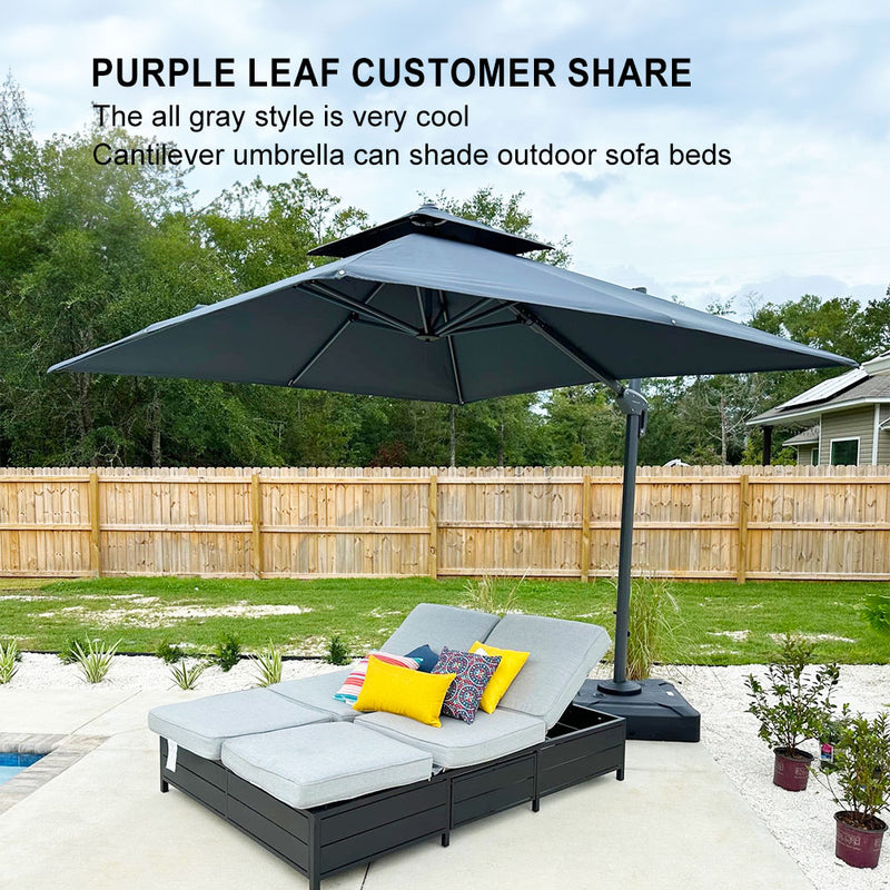 PURPLE LEAF Double Top 10 / 11 / 12 / 9 x 12 ft Square and Rectangle Outdoor Cantilever Umbrella