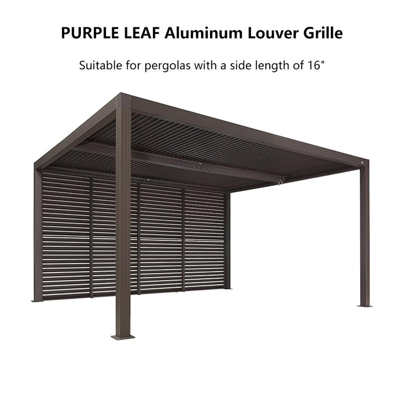 PURPLE LEAF Louvered Pergola Accessory Aluminum Louver Grille for Optimal Privacy, Sunlight Control Side Fixed Shutter Wall, for Bronze Pergola Not Included