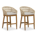 OPEN BOX I PURPLR LEAF Bar Stools Chair Set of 2, Rattan and Aluminum Frame with Comfortable Cushion