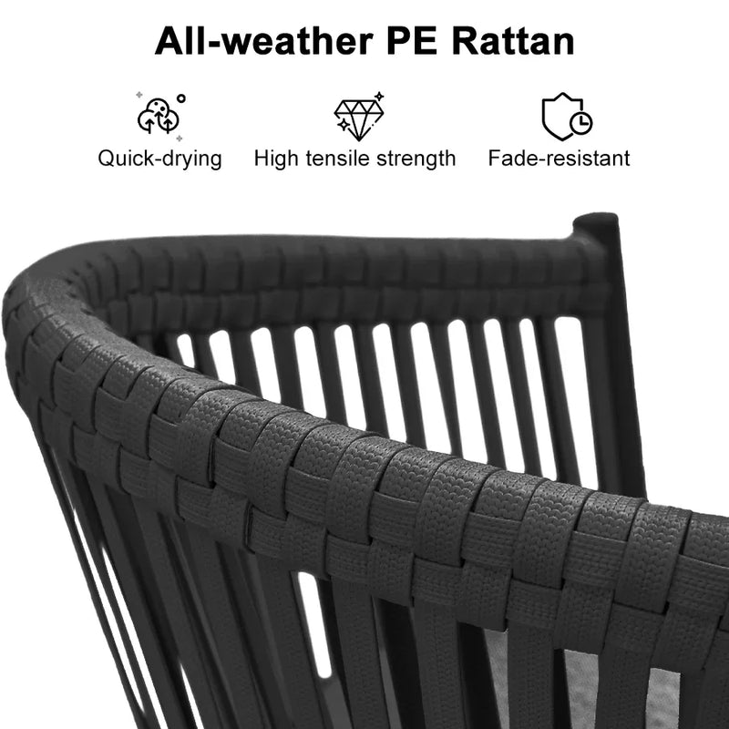 PURPLE LEAF Counter Stools, Bar Stools Set of 2 Rattan Bar Stools Wicker Bar Chairs Woven Aluminum Barstools with Back and Cushions