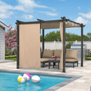 PURPLE LEAF Outdoor Retractable Pergola with Sun Shade Canopy Patio Aluminum Pergola With Curtains