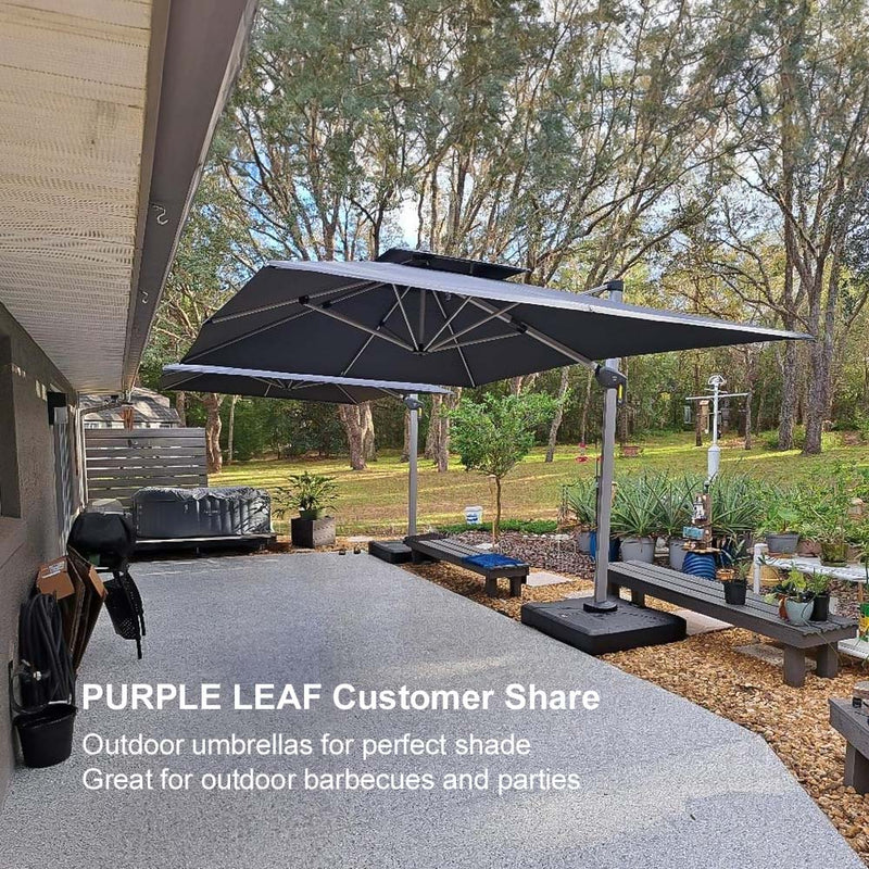 PURPLE LEAF Rectangular Large Outdoor Cantilever Umbrella for Garden, Pool