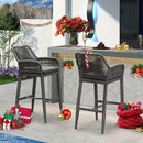 PURPLE LEAF Modern Bar Stools Set of 2, Aluminum Bar Stool with Cushion for Indoor and Outdoor, Kitchen Island