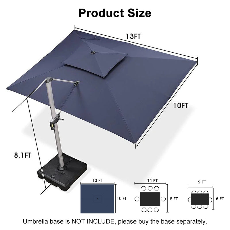 Clearance-PURPLE LEAF OPEN BOX Rectangular Large Outdoor Cantilever Umbrella for Garden, Pool