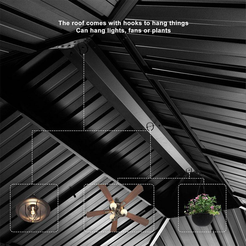PURPLE LEAF Outdoor Metal Carport Gazebo Grey Steel Roof Aluminum Frame Shelter for Parking