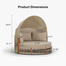 PURPLE LEAF Outdoor Round Daybed Chaise Lounge with Adjustable Canopy for Patio, Olefin fabric cover, thickened seat and back cushion, adjustable canopy, all weather aluminum frame, elegant wicker design