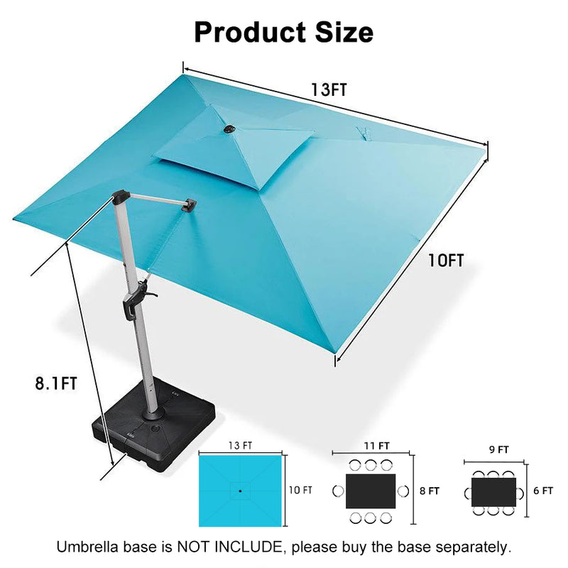 Clearance-PURPLE LEAF OPEN BOX Rectangular Large Outdoor Cantilever Umbrella for Garden, Pool