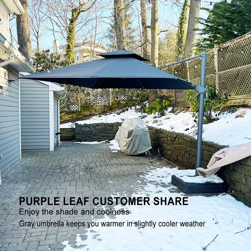 PURPLE LEAF Double Top 10 / 11 / 12 / 9 x 12 ft Square and Rectangle Outdoor Cantilever Umbrella