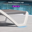 Clearance-PURPLE LEAF Patio Chaise Lounge Plastic Pool Outdoor Lounge Chair with Aluminum Frame Stackable Patio Tanning Chairs for Poolside Sunbathing Beach Deck Yard