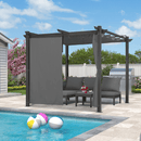 PURPLE LEAF Outdoor Retractable Pergola with Sun Shade Canopy Patio Aluminum Pergola With Curtains